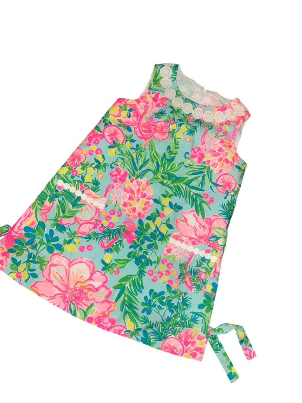 Lilly Pulitzer Aqua Dress with Pink Floral Print